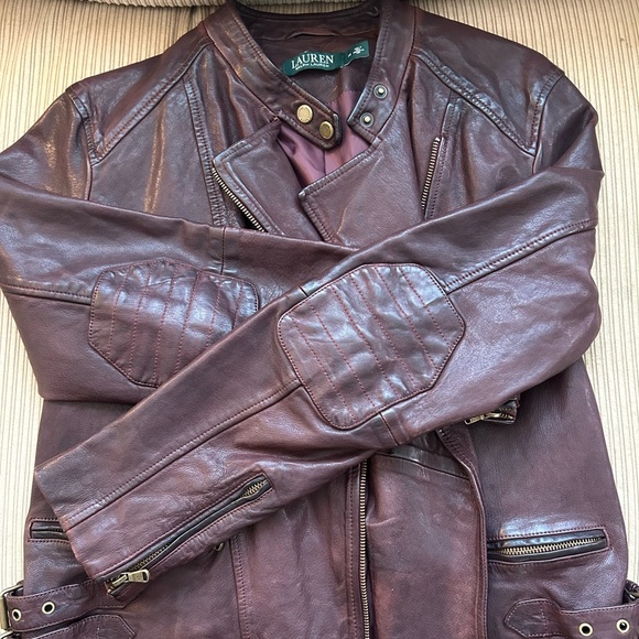 Genuine leather Lauren by Ralph Lauren moto jacket - Picture 2 of 3